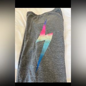 Aviator nation gray sweatpants rainbow bolt MEDIUM